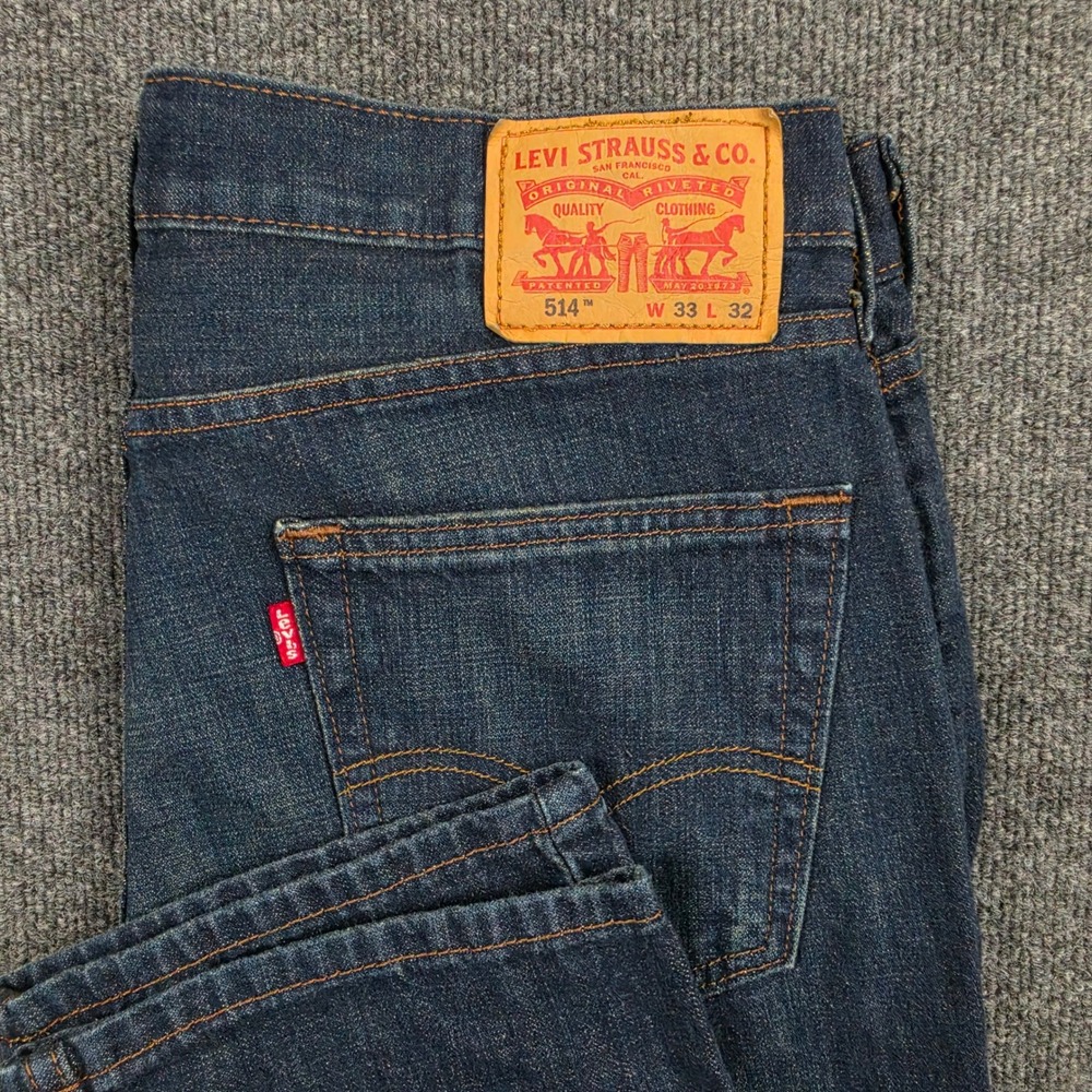 Levis 514 Jeans Men's 33x32 Straight Fit Denim Cotton Dark Wash Casual Classic